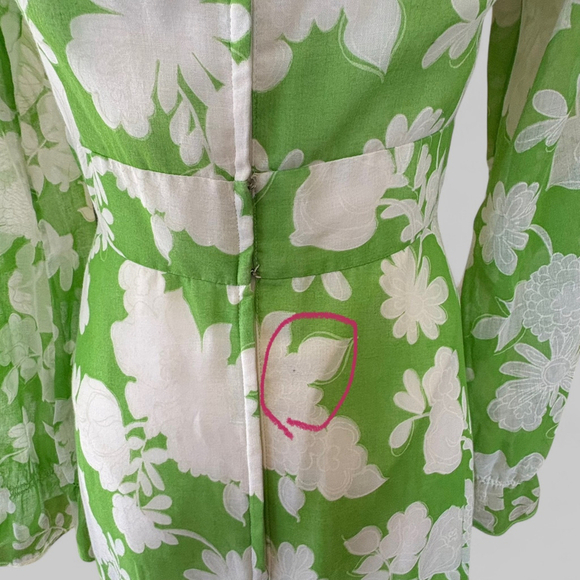 Vintage 60s Jack Bryan Floral Maxi Dress Green White S M - Picture 6 of 16